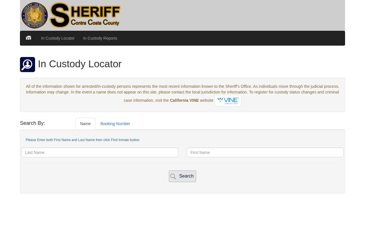 Contra Costa County released inmates current custody locator